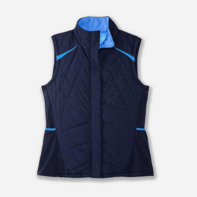 Brooks Shield Hybrid Australia - Women's Running Vest - Navy/Blue Bolt (642709-VBI)